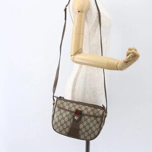 GUCCI GG Supreme Web Sherry Line Bag PVC Beige Gold 89 02 032 Auth BA8614